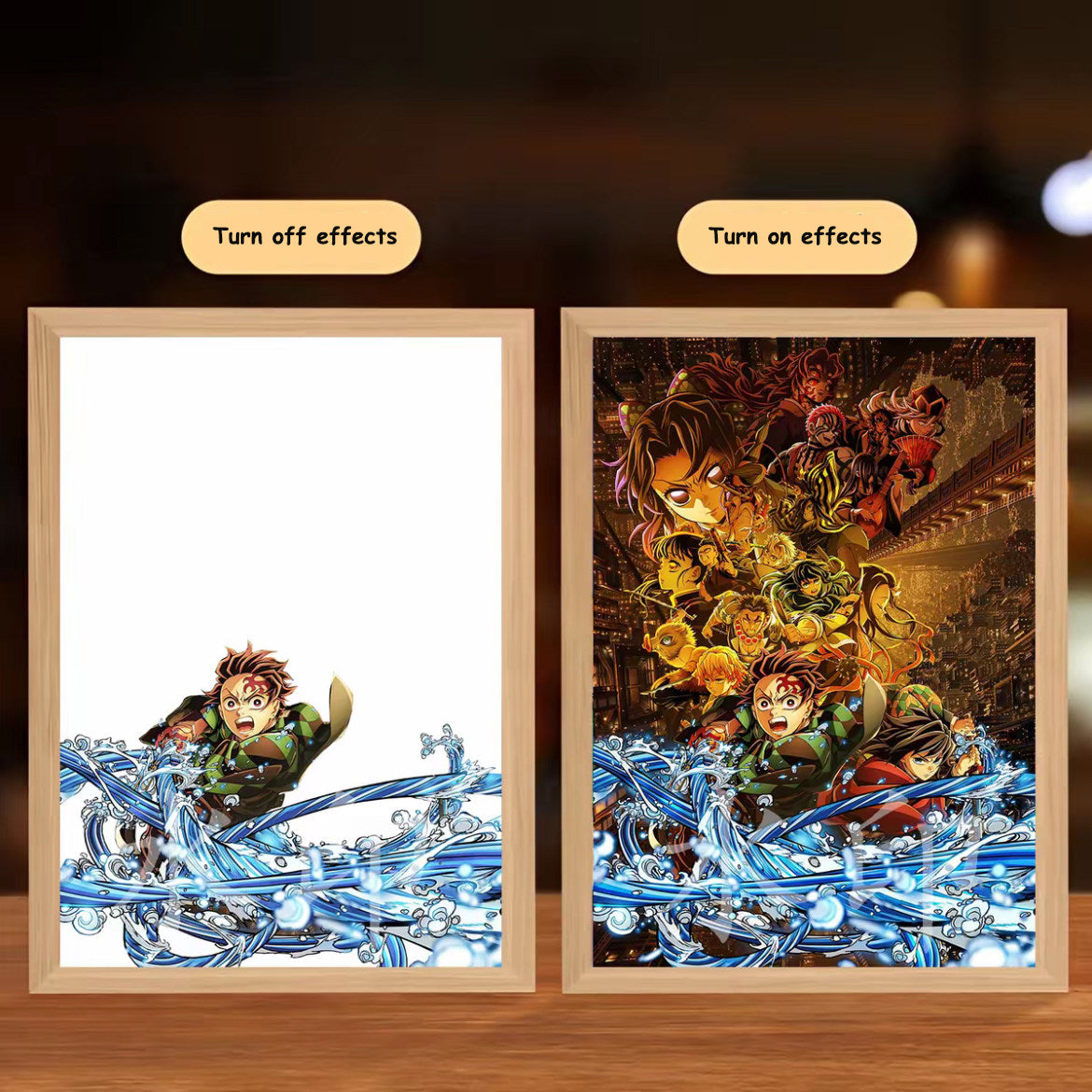 Demon Slayer Light Painting - Tanjiro LED Art Frame Night Light, Anime Peripheral Decor