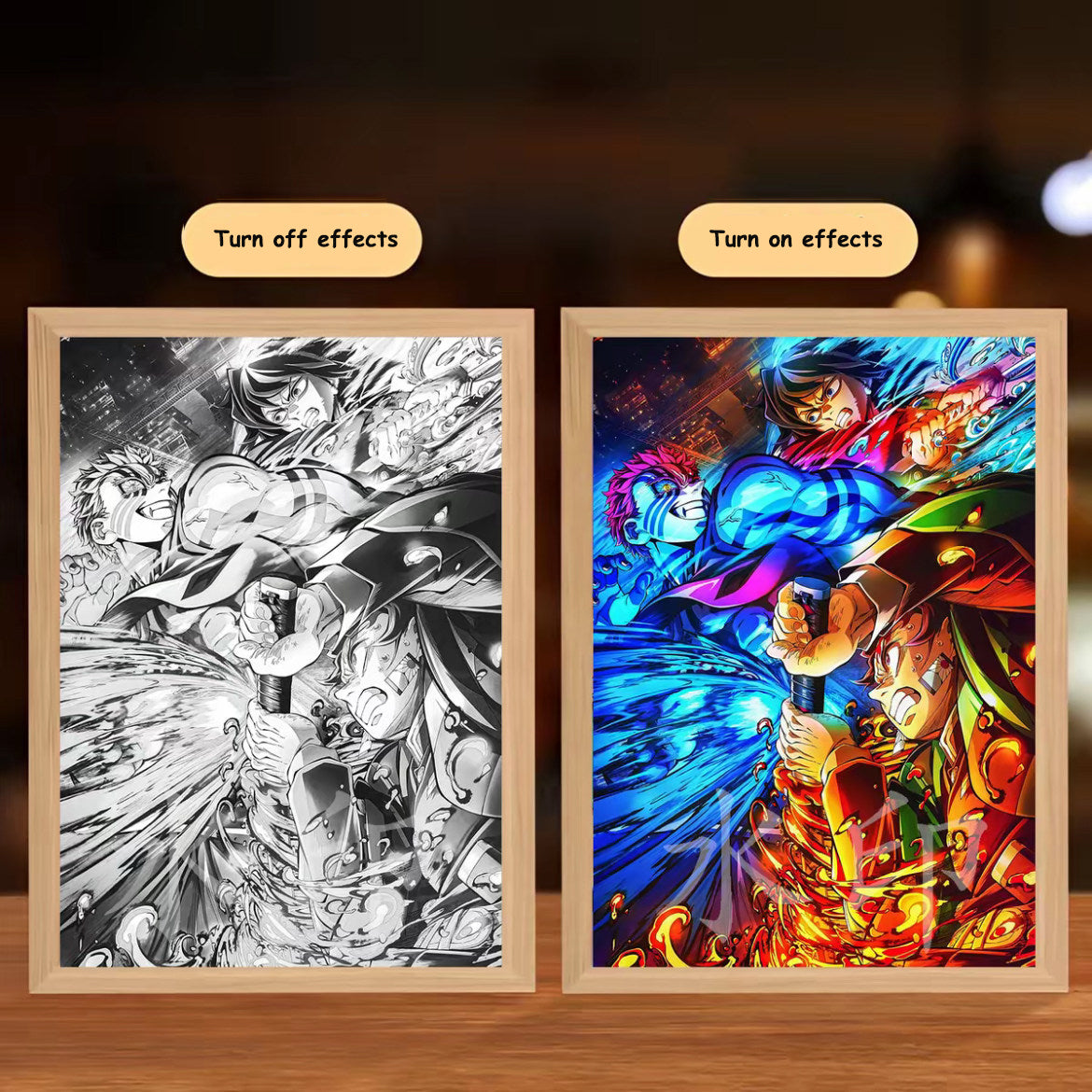 Demon Slayer Light Painting - Tanjiro LED Art Frame Night Light, Anime Peripheral Decor