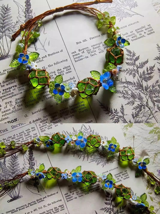 Handmade Woven Green Glass Bracelet – Fresh Forest Style